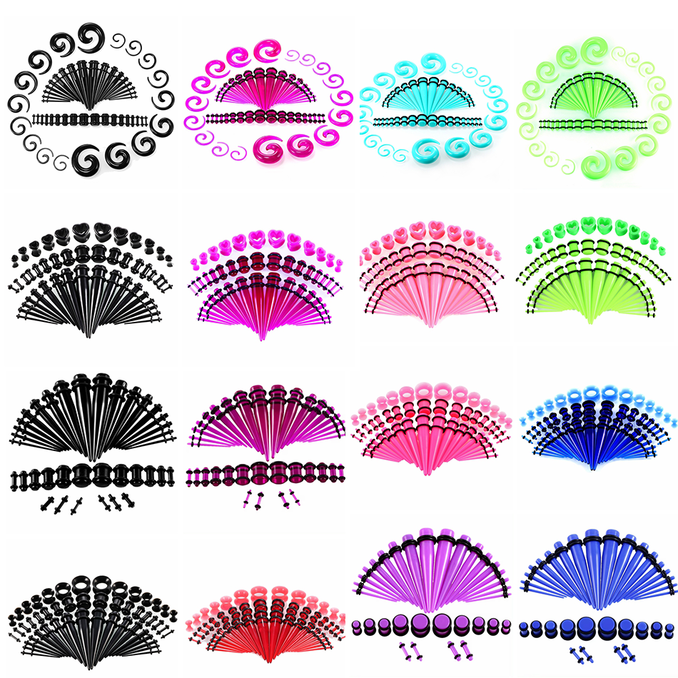 Body Jewelry Ear Plugs - 36pcs-54pcs 14G-00G Acrylic Ear Plugs and