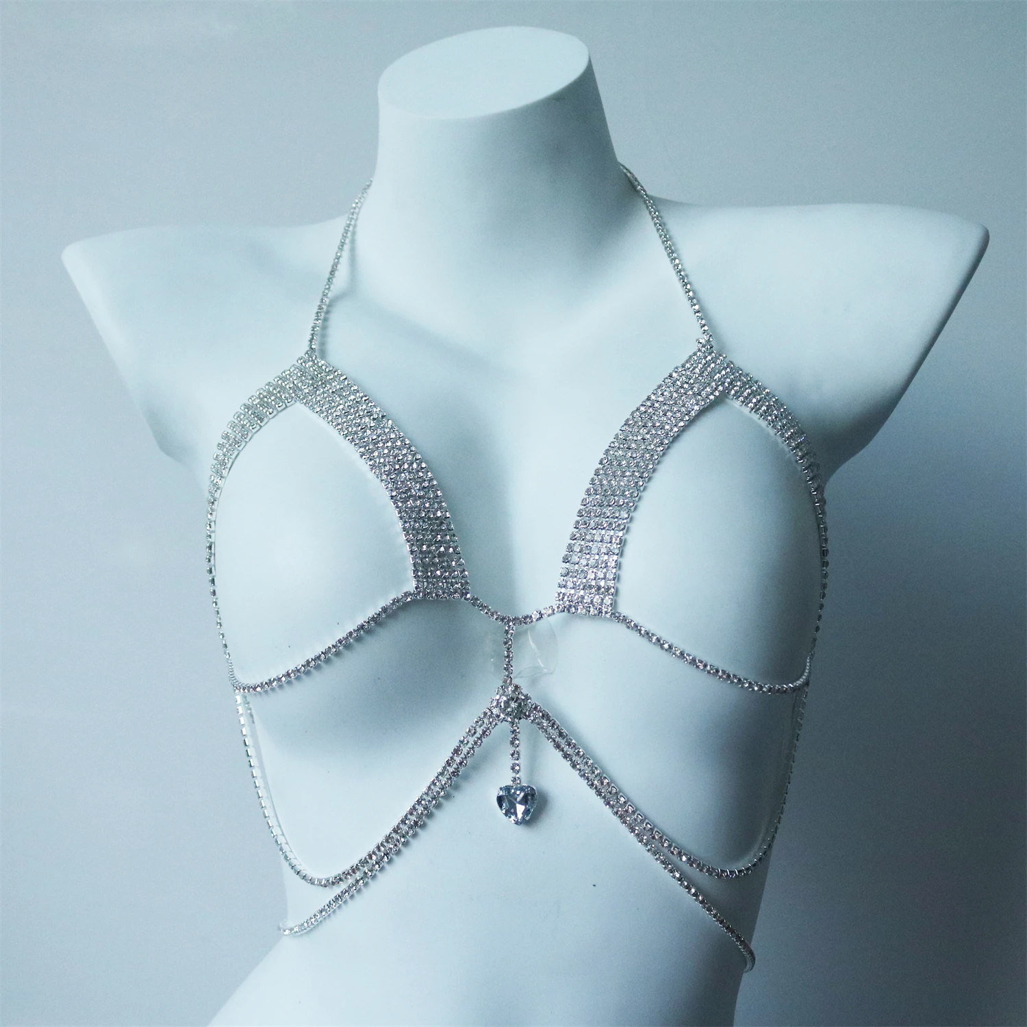 Body Jewelry Chest - Sexy Shining Love Crystal Chest Chain
