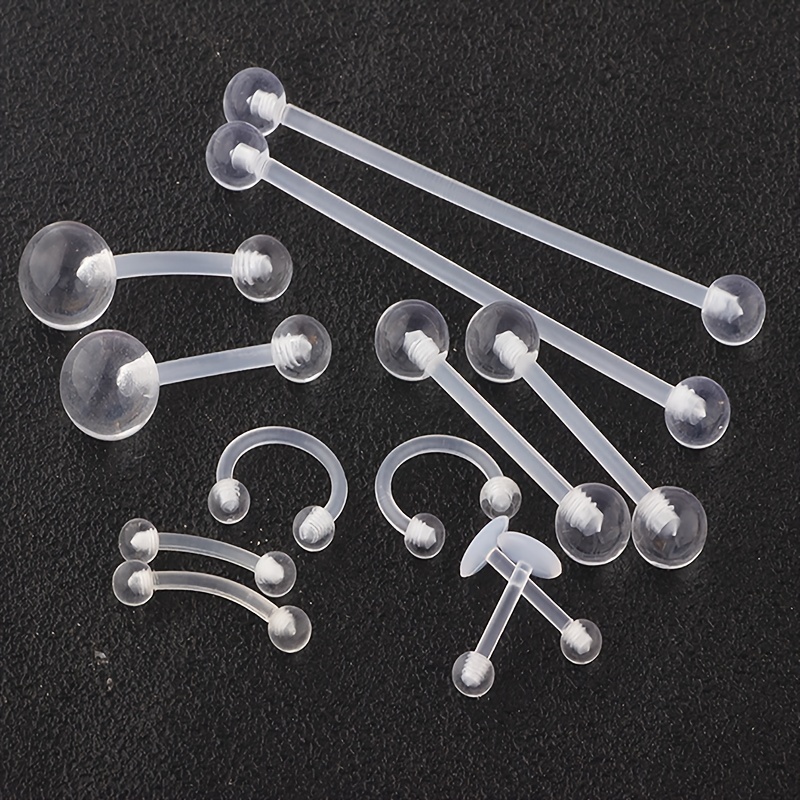 Body Jewelry Industrial - 2pcs/12pcs Clear Retainers Piercing Jewelry Tongue