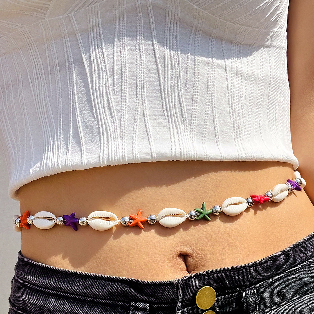 Body Jewelry In Bulk - Tocona Bohemian Shell Color Starfish Belly