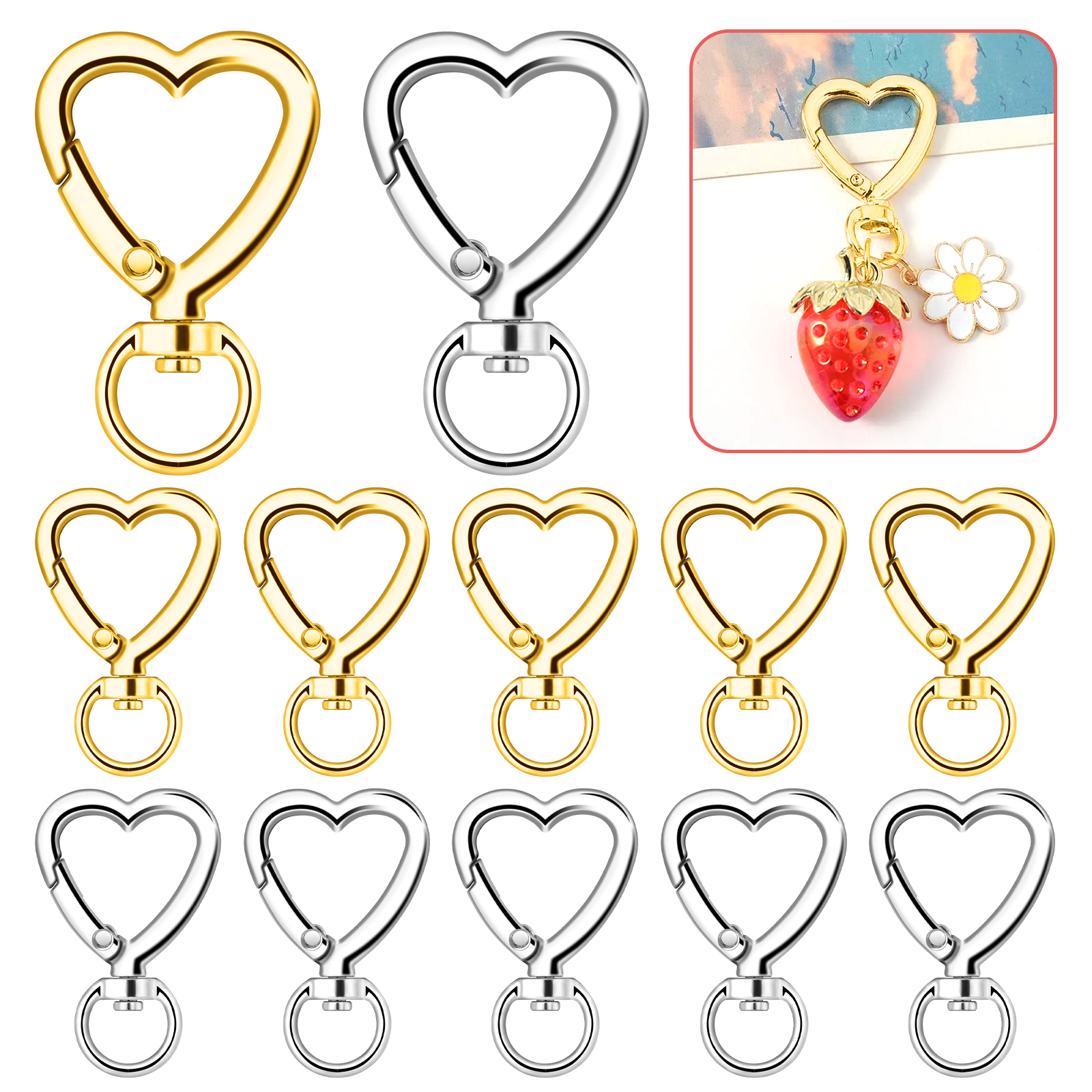 10pcs Metal Heart Lobster Claw - Daith Heart Ring 리뷰 및 가격
