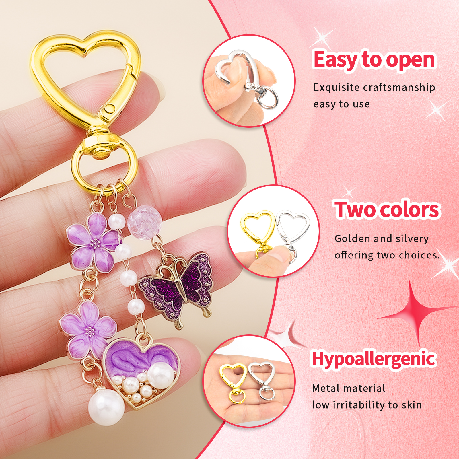 10pcs Metal Heart Lobster Claw - Daith Heart Ring 리뷰 및 가격