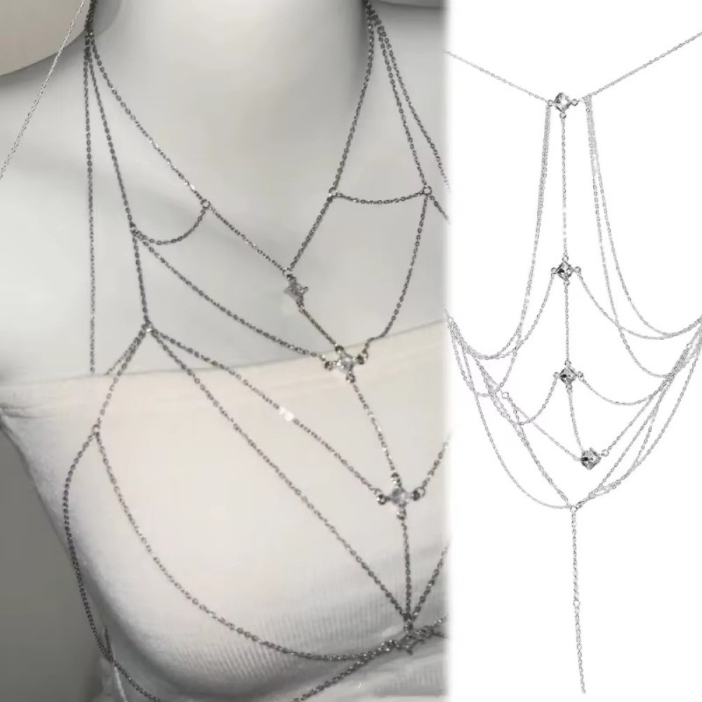 Glitter Rhinestone Bust Chain  - Body Jewelry Chest 리뷰 및 가격