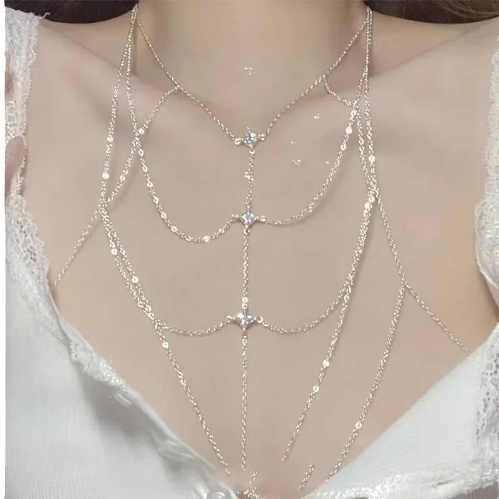 Glitter Rhinestone Bust Chain  - Body Jewelry Chest 리뷰 및 가격
