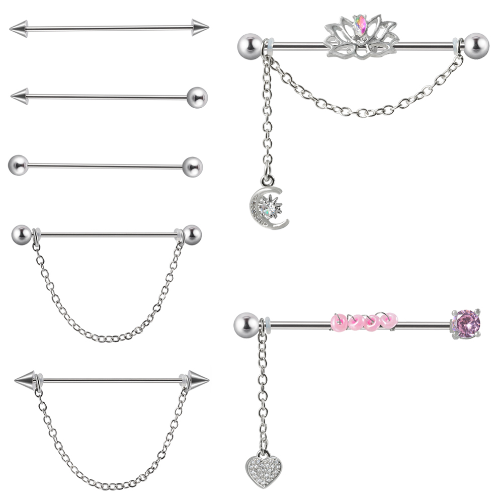 1PC 14G 1.6*38mm CZ Industrial - Body Jewelry Industrial 리뷰 및 가격