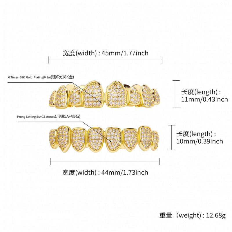 New HipHop CZ Teeth Set For Un - Body Jewelry High End 리뷰 및 가격