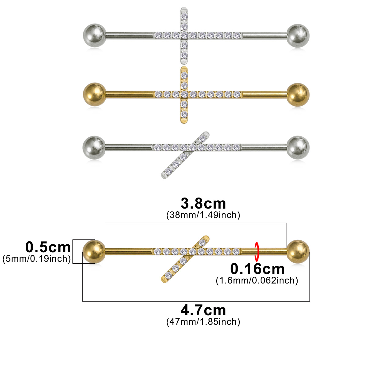 1pc Zirconia Industrial Pierci - Body Jewelry Industrial 리뷰 및 가격