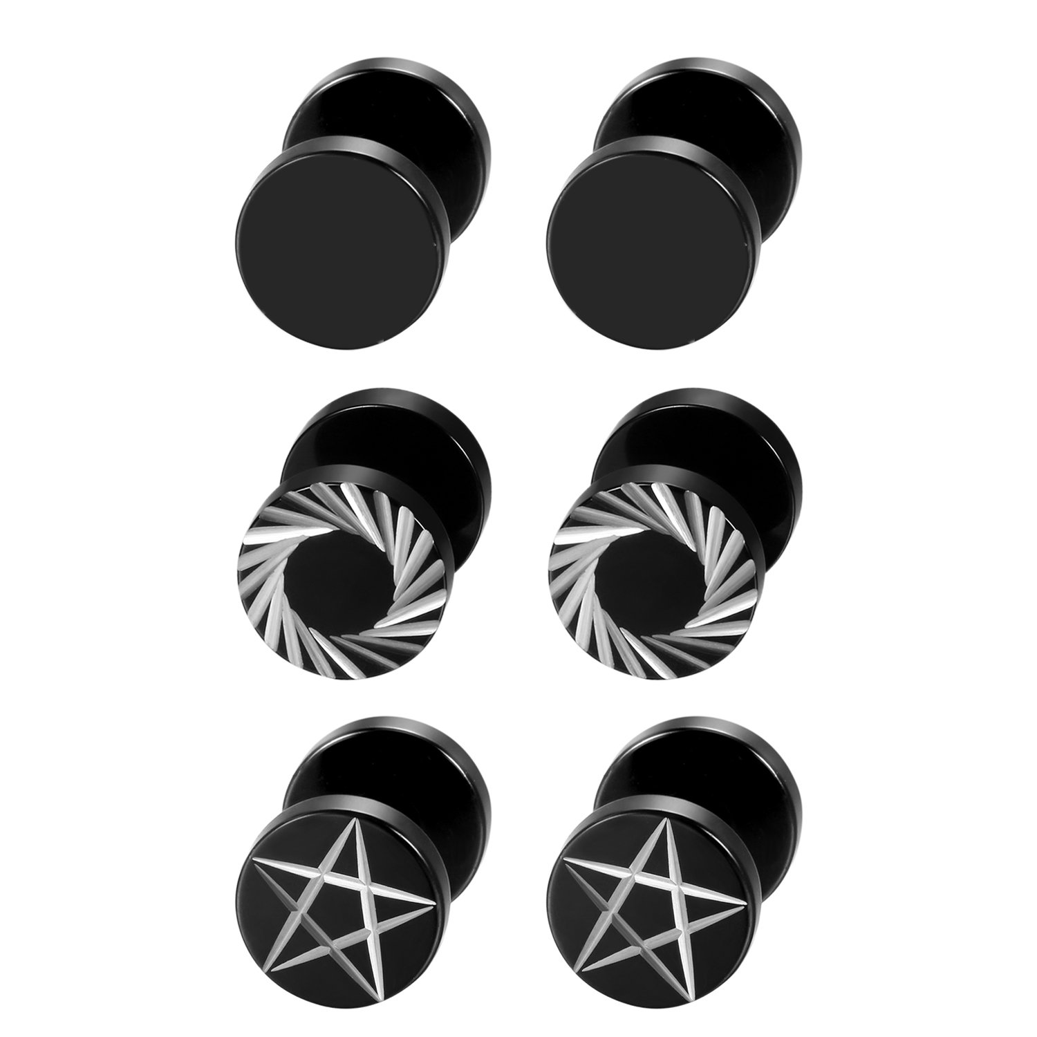2Pcs/6Pcs Black Stainless Stee - Body Jewelry Ear Plugs 리뷰 및 가격
