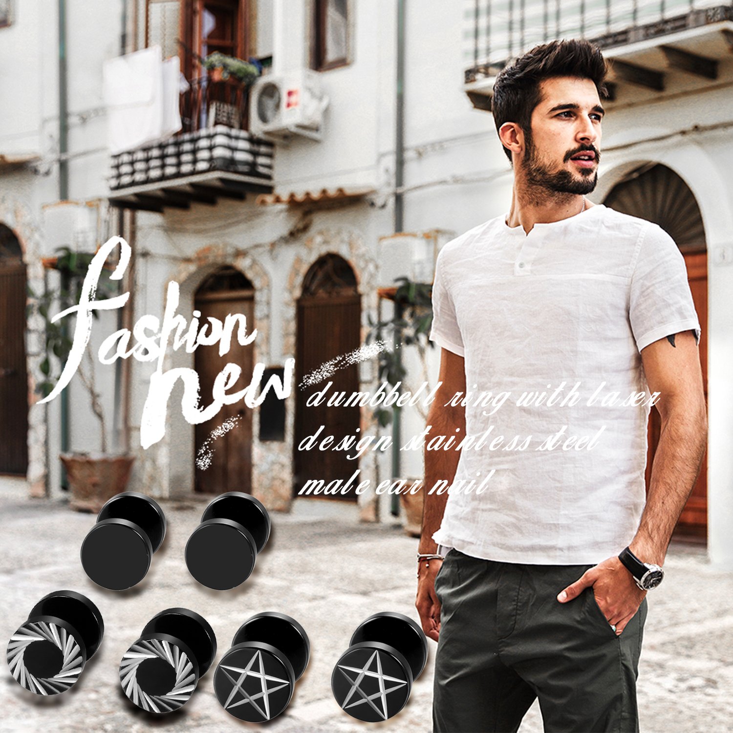 2Pcs/6Pcs Black Stainless Stee - Body Jewelry Ear Plugs 리뷰 및 가격