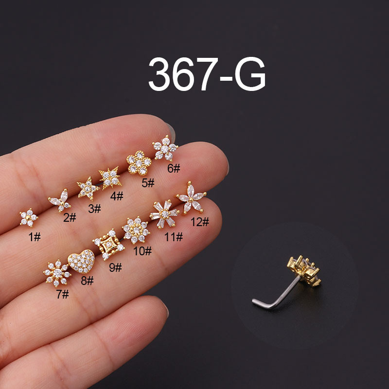 1Pc L Shaped Nose Studs Stainl - Body Jewelry Indian 리뷰 및 가격