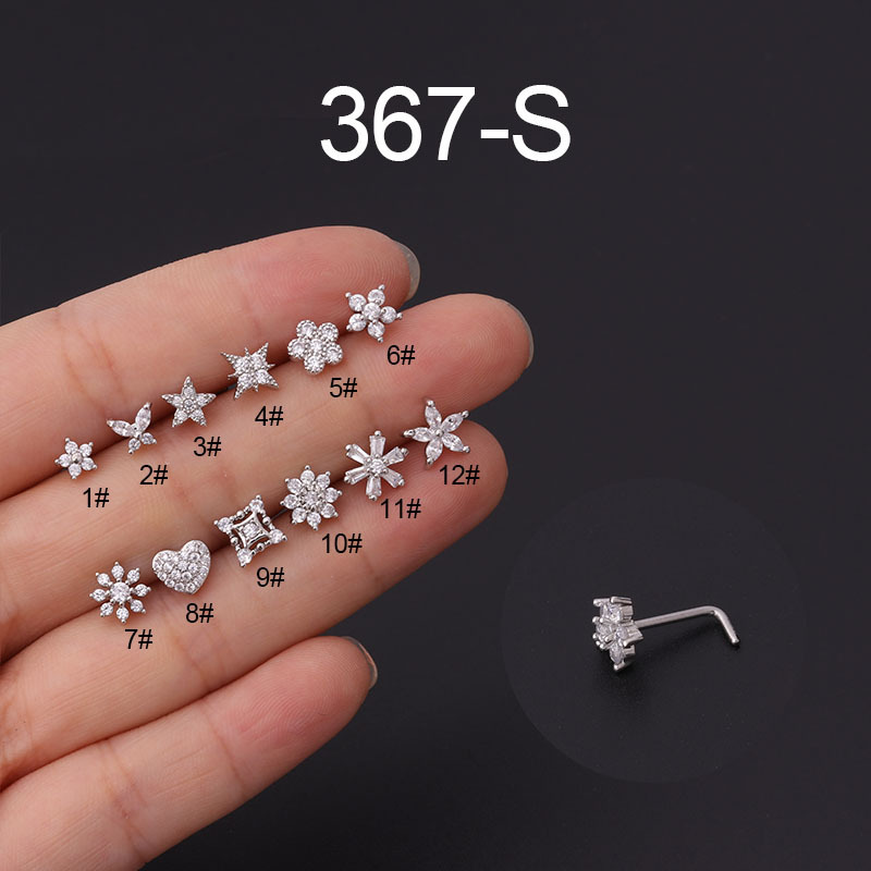 1Pc L Shaped Nose Studs Stainl - Body Jewelry Indian 리뷰 및 가격