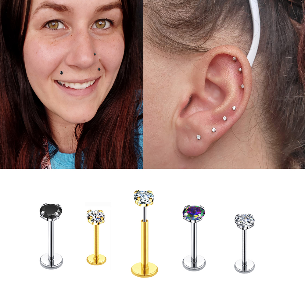 20G Flact Back Earrings Stud H - Body Jewelry Threadless 리뷰 및 가격