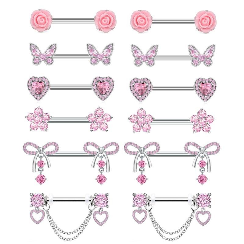 Stainless Steel Rose Butterfly - Body Jewelry Nipple Rings 리뷰 및 가격