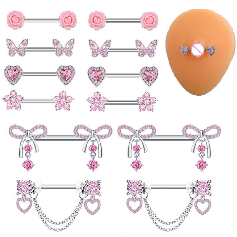 Stainless Steel Rose Butterfly - Body Jewelry Nipple Rings 리뷰 및 가격