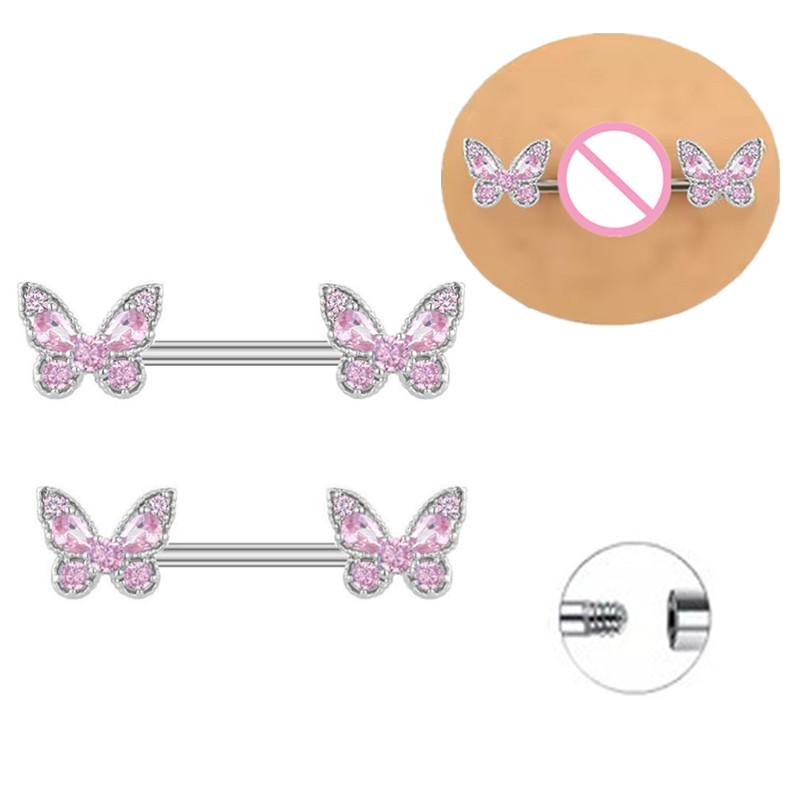 Stainless Steel Rose Butterfly - Body Jewelry Nipple Rings 리뷰 및 가격