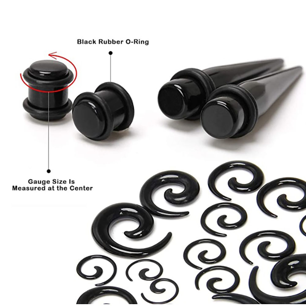 1 Set Ear Taper Kit Black Ear  - Body Jewelry Ear Plugs 리뷰 및 가격