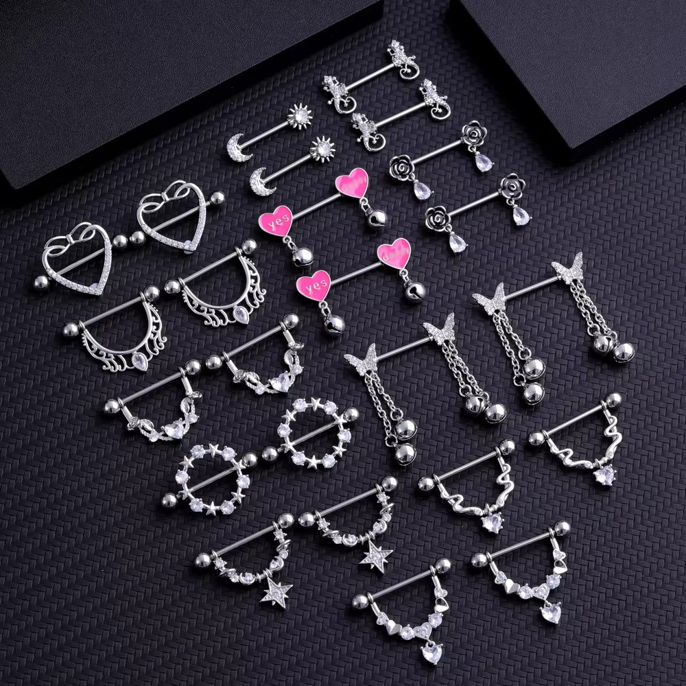 2pcs Mixed-style Lettering Flo - Body Jewelry Nipple Rings 리뷰 및 가격