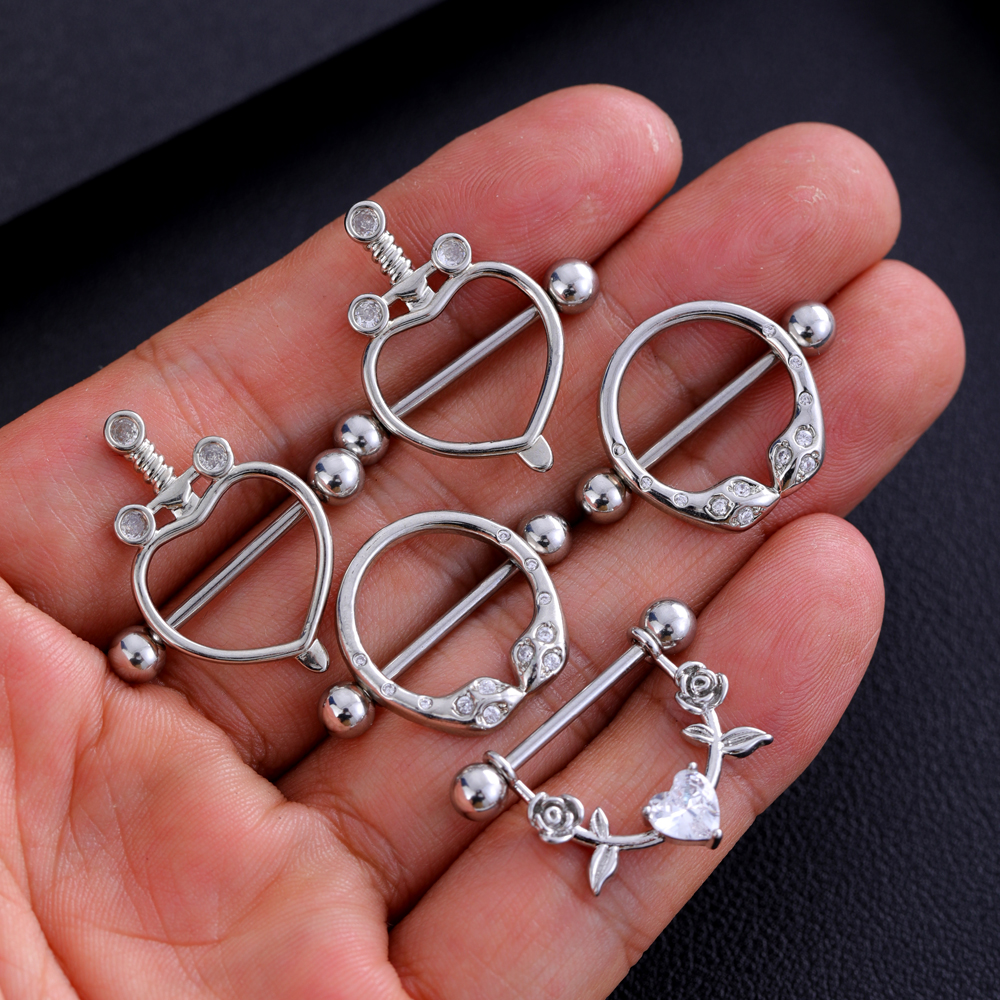 2pcs Mixed-style Lettering Flo - Body Jewelry Nipple Rings 리뷰 및 가격