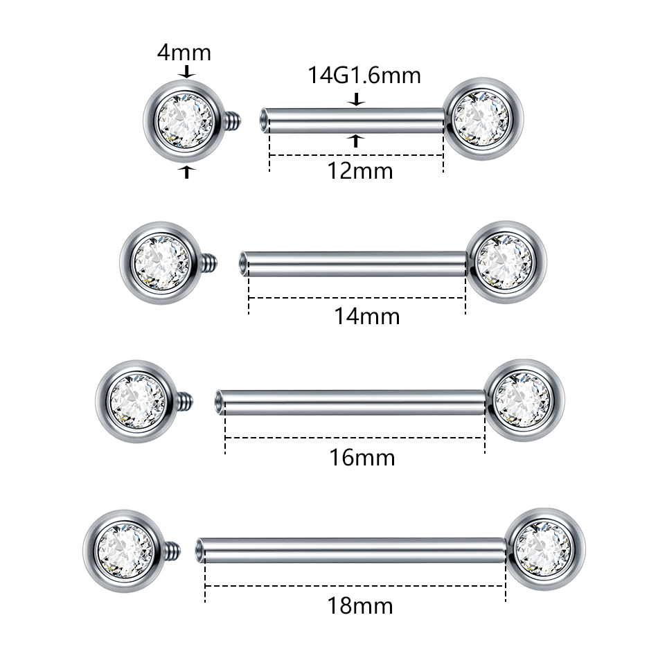 1/5pcs 6-20mm Titanium CZ Beze - Body Jewelry Nipple Rings 리뷰 및 가격