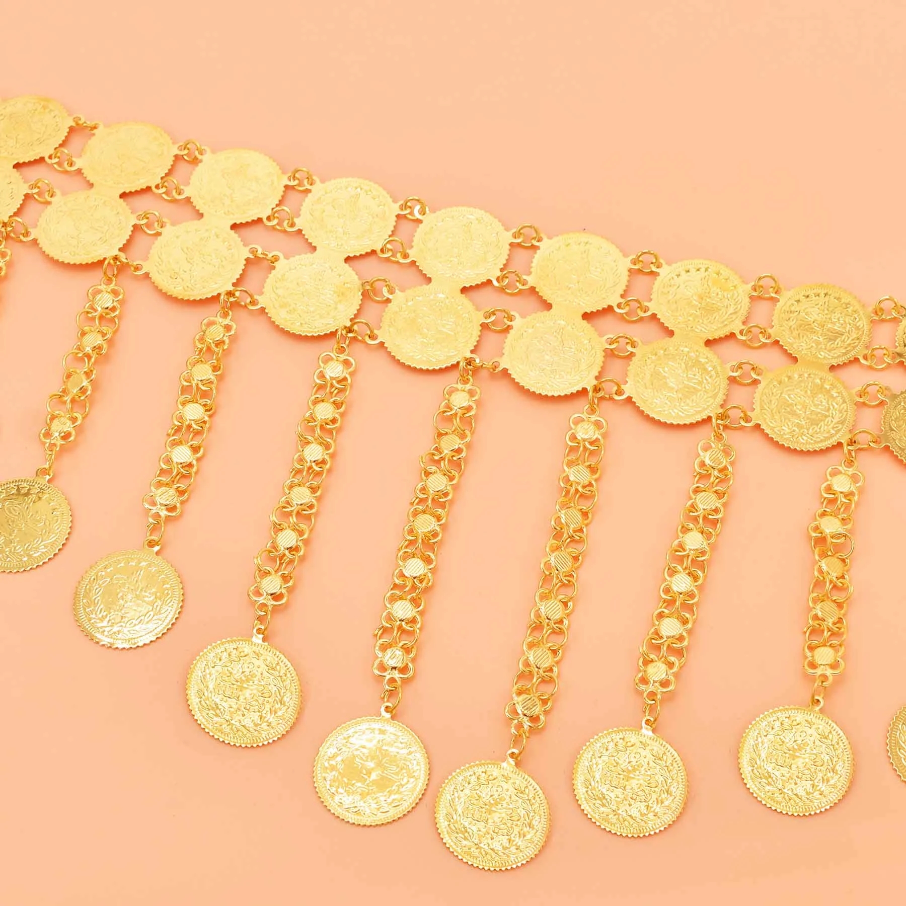 Golden Double Layer Coins Long - Body Jewelry Indian 리뷰 및 가격