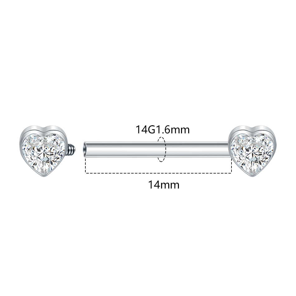 1/5PCS Titanium 14G Heart CZ N - Body Jewelry Nipple Rings 리뷰 및 가격