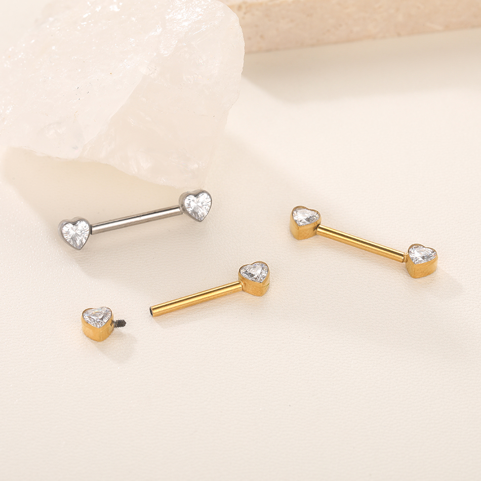 1/5PCS Titanium 14G Heart CZ N - Body Jewelry Nipple Rings 리뷰 및 가격