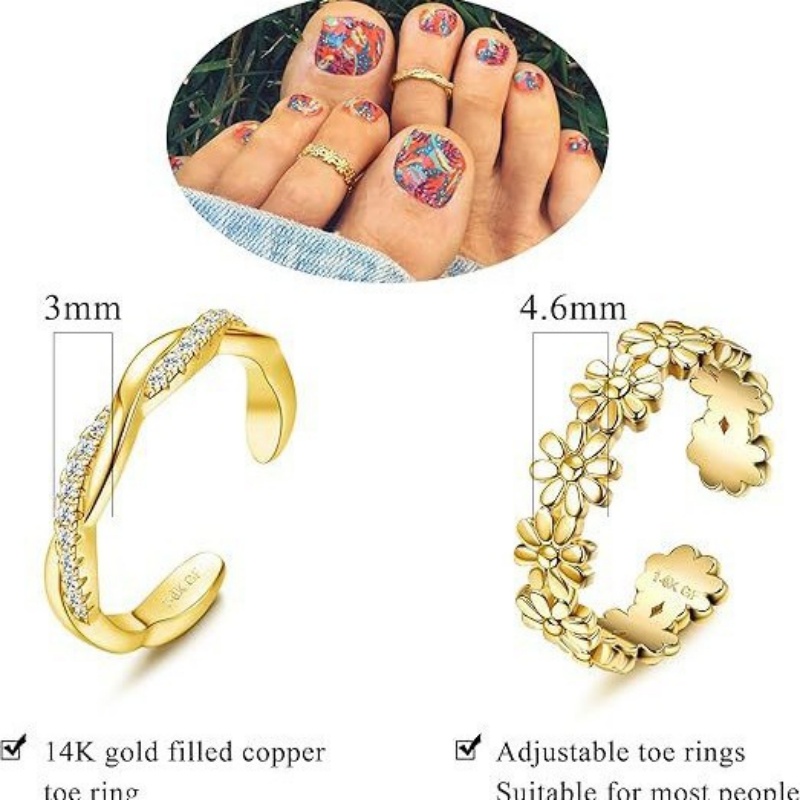14K Gold-Plated Adjustable Zir - Body Jewelry Rings 리뷰 및 가격
