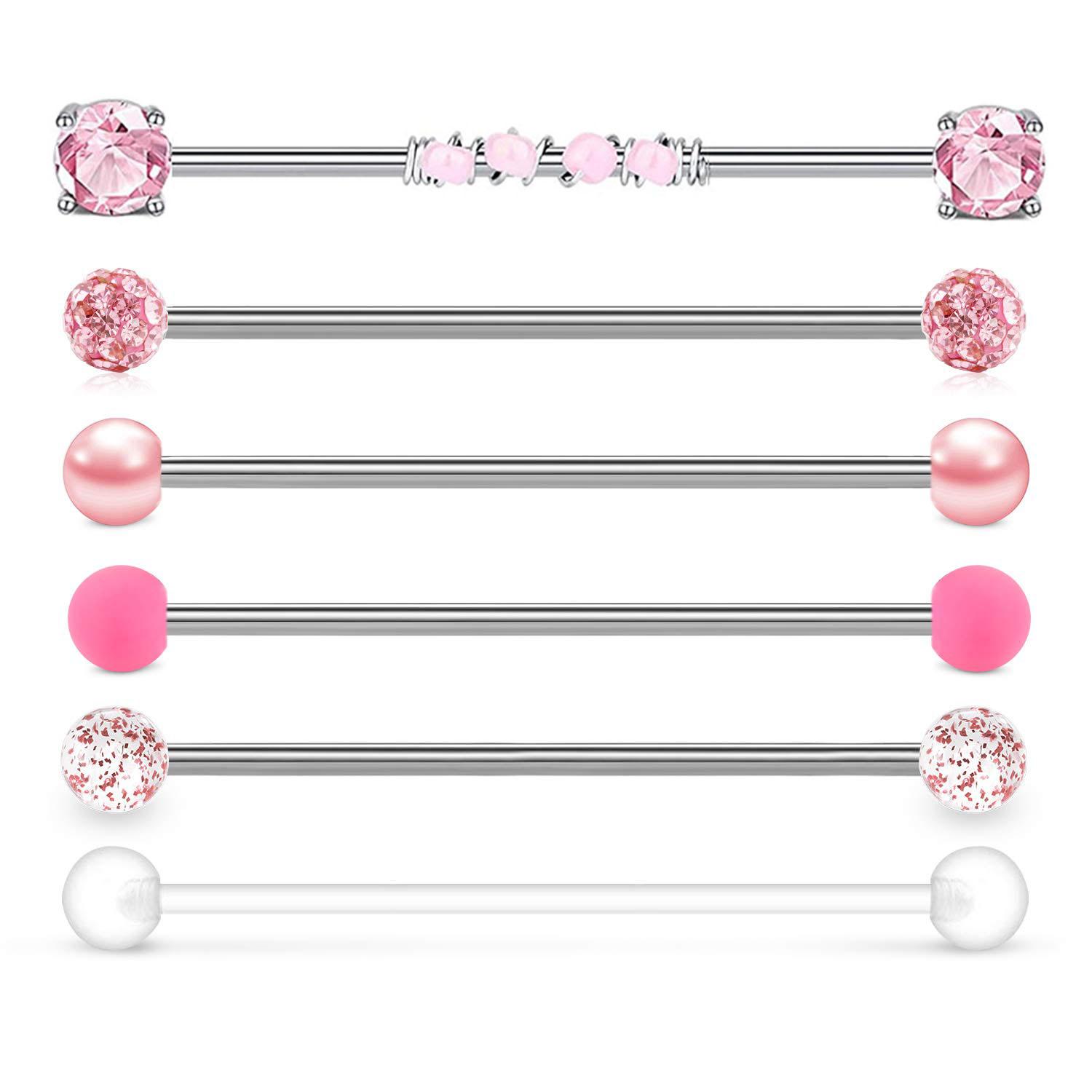 1pc/6pcs 14G 38mm Stainless St - Body Jewelry Industrial 리뷰 및 가격