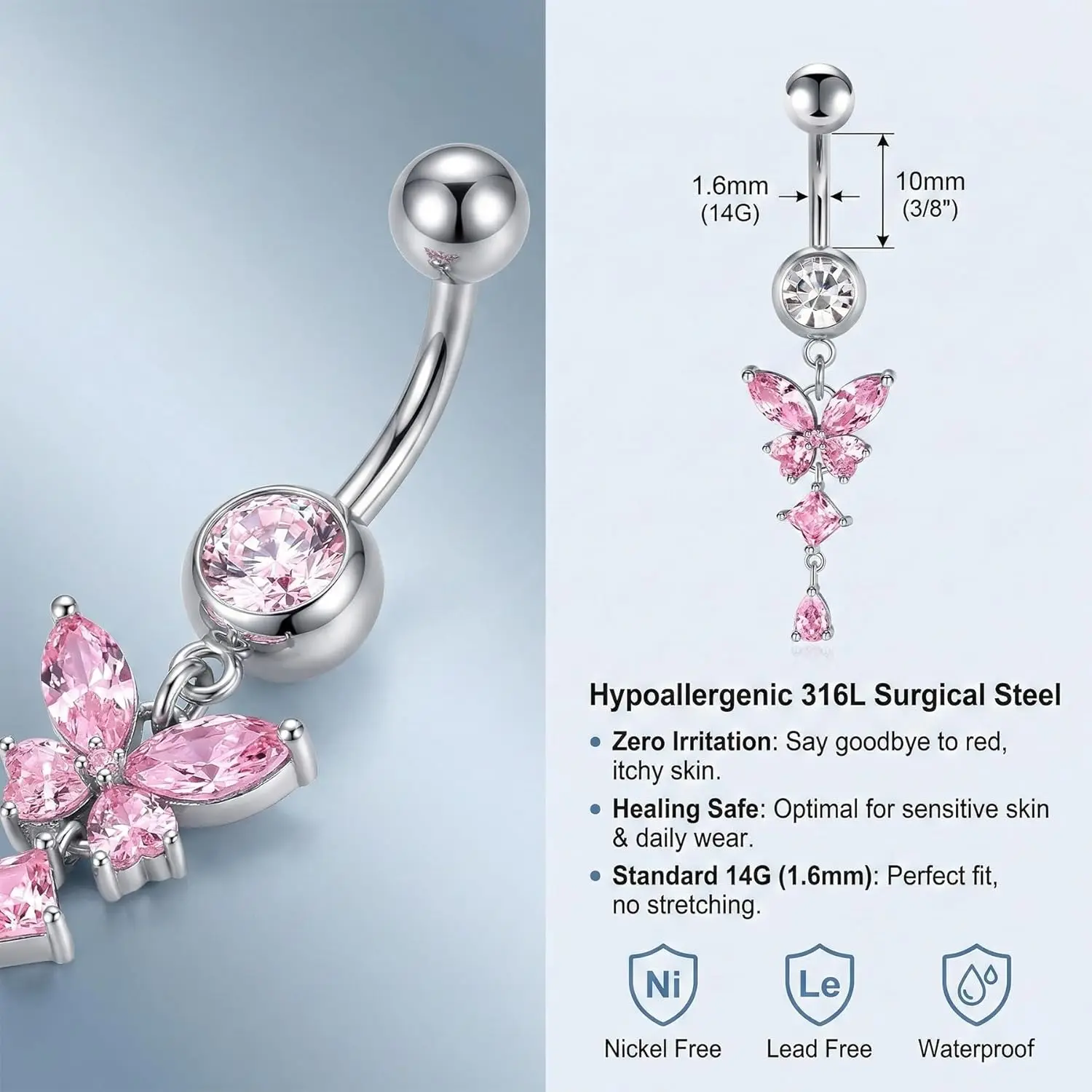 Belly Button Ring Dangle Surgi - Body Jewelry Rings 리뷰 및 가격