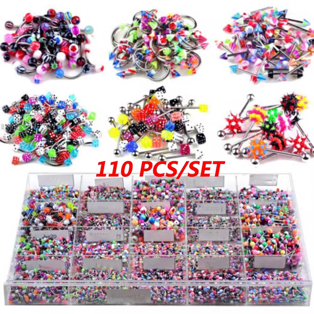 110pcs Mixed Lip Eyebrow Belly - Body Jewelry Nipple Rings 리뷰 및 가격