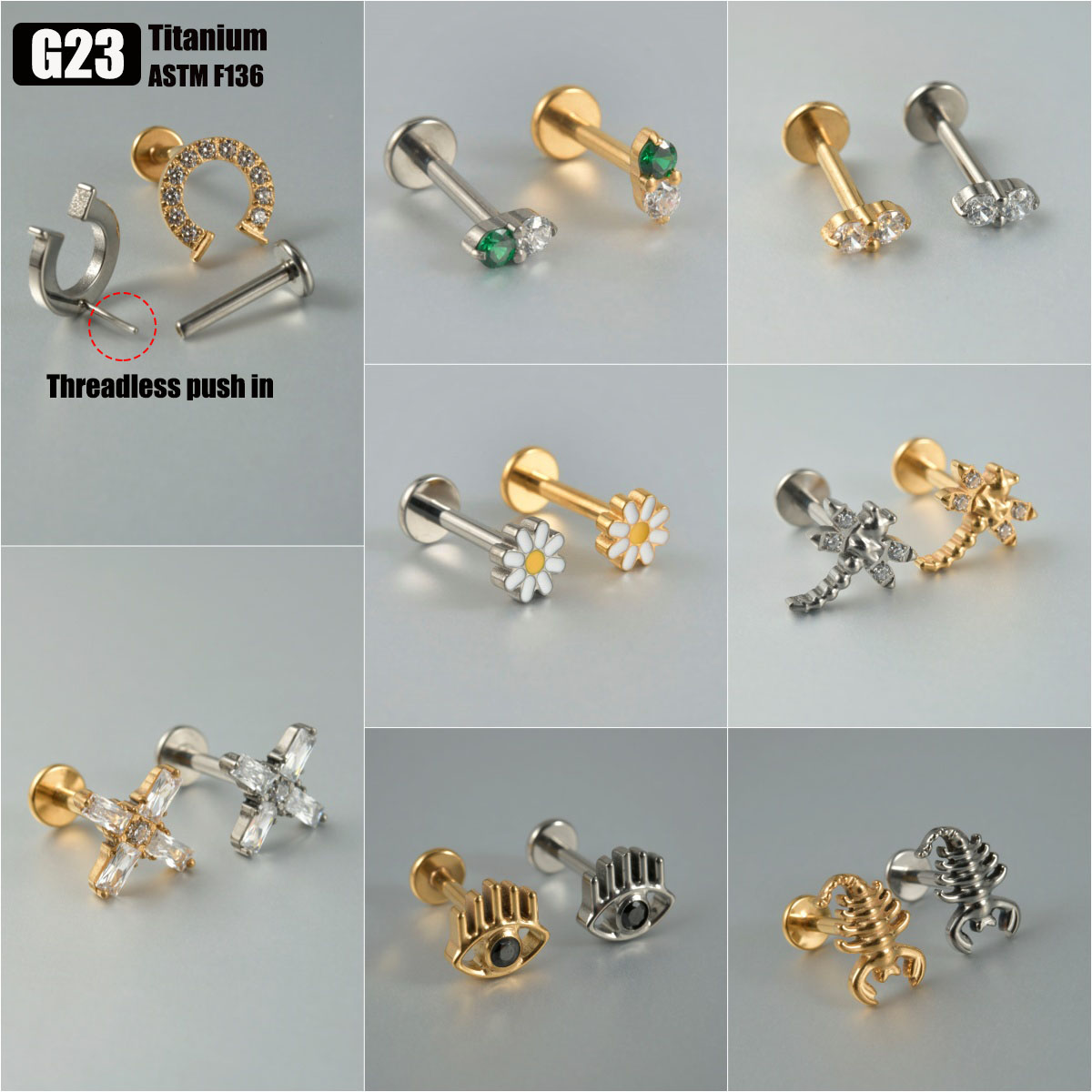 1PC G23 Titanium Threadless Pu - Body Jewelry Threadless 리뷰 및 가격