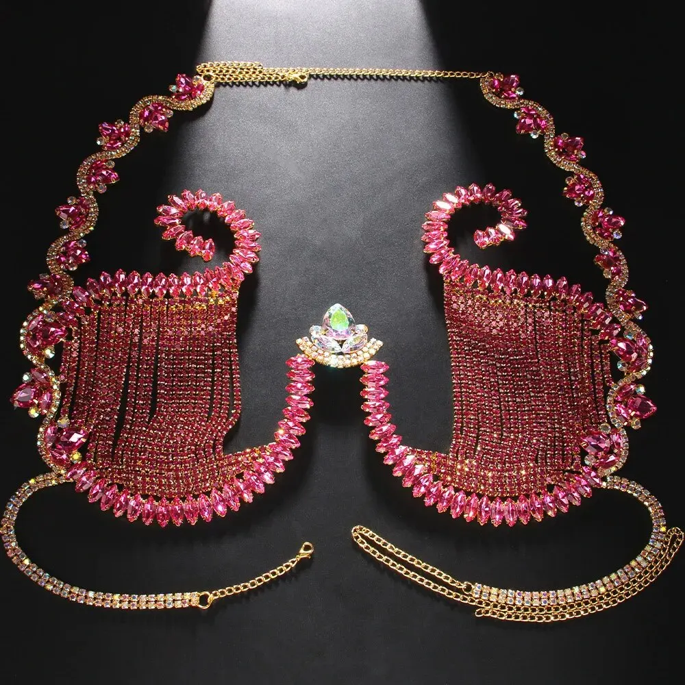 Rave Pink Crystal Chest Bracke - Body Jewelry Chest 리뷰 및 가격