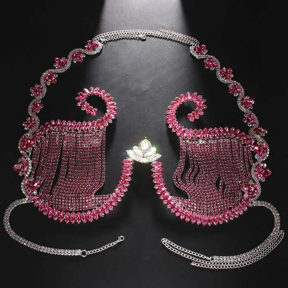 Rave Pink Crystal Chest Bracke - Body Jewelry Chest 리뷰 및 가격