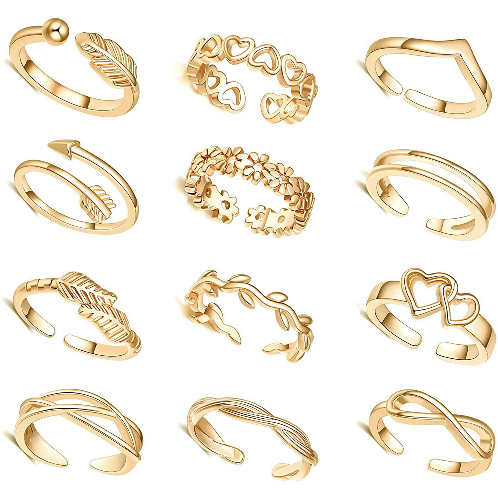 10/12Pcs Toe Rings for Women O - Body Jewelry Rings 리뷰 및 가격