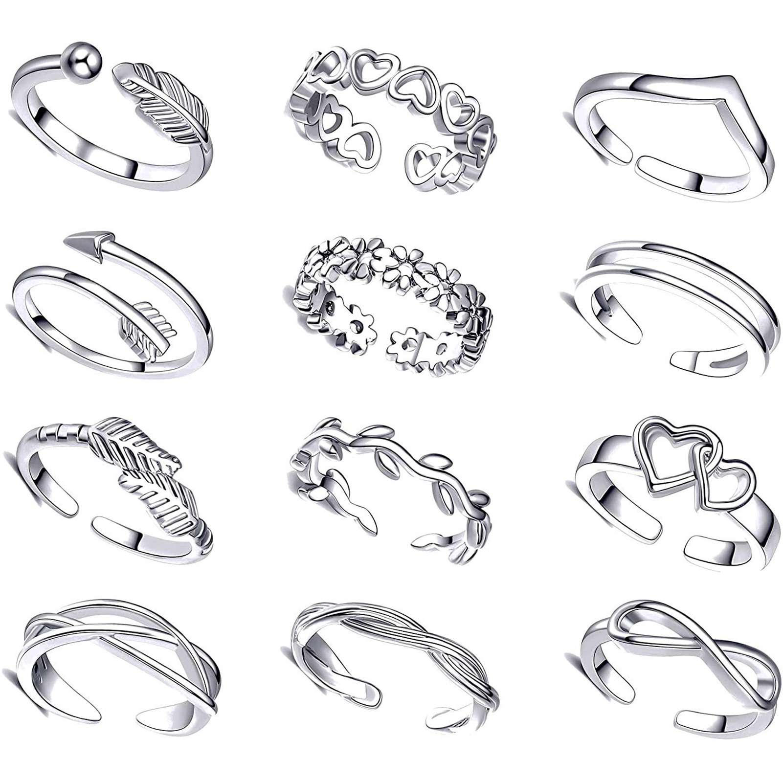 10/12Pcs Toe Rings for Women O - Body Jewelry Rings 리뷰 및 가격