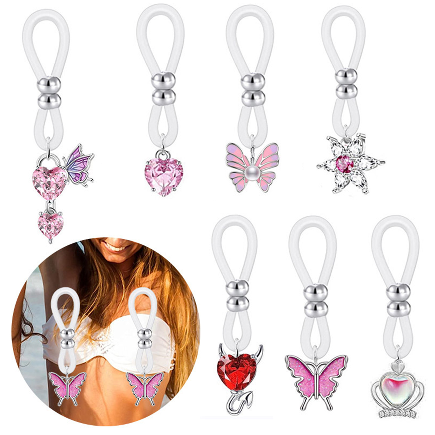 Alloy Silicone Butterfly Heart - Body Jewelry Nipple Rings 리뷰 및 가격