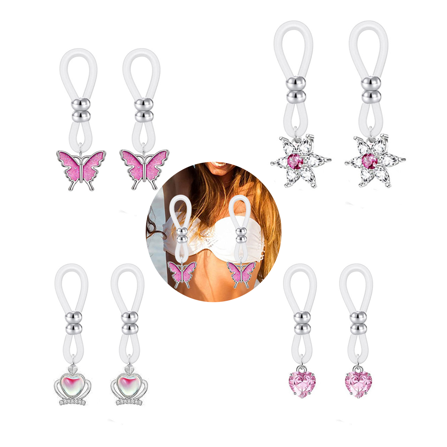 Alloy Silicone Butterfly Heart - Body Jewelry Nipple Rings 리뷰 및 가격