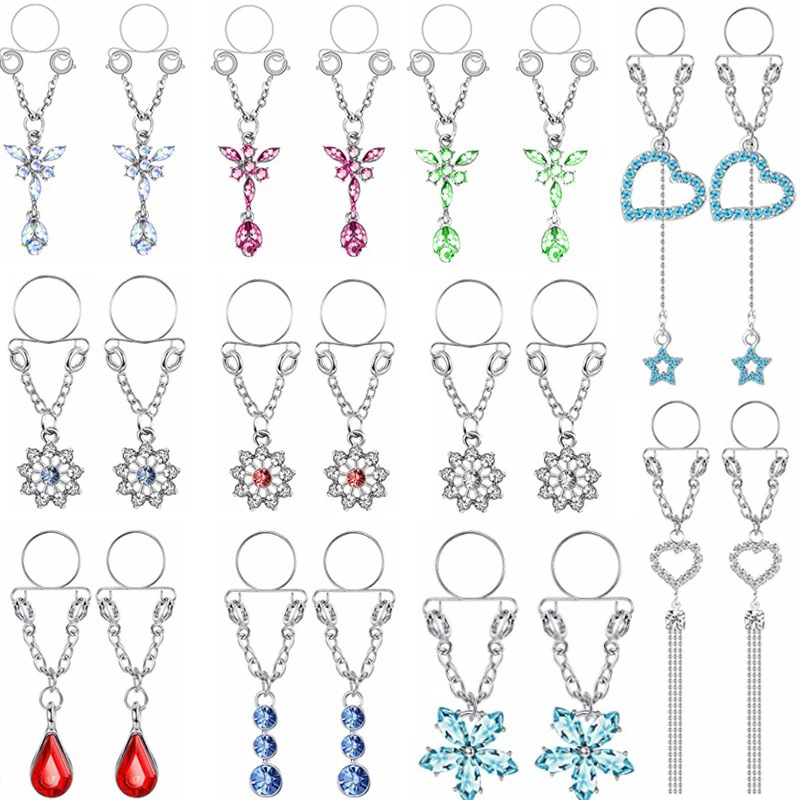New 1 Pair Sexy Tassel Crystal - Body Jewelry Nipple Rings 리뷰 및 가격