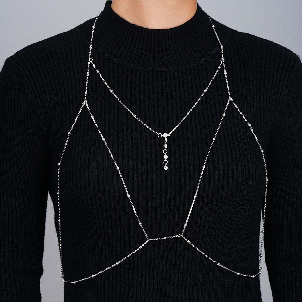 Vintage Silver Color Beaded Cr - Body Jewelry Chest 리뷰 및 가격