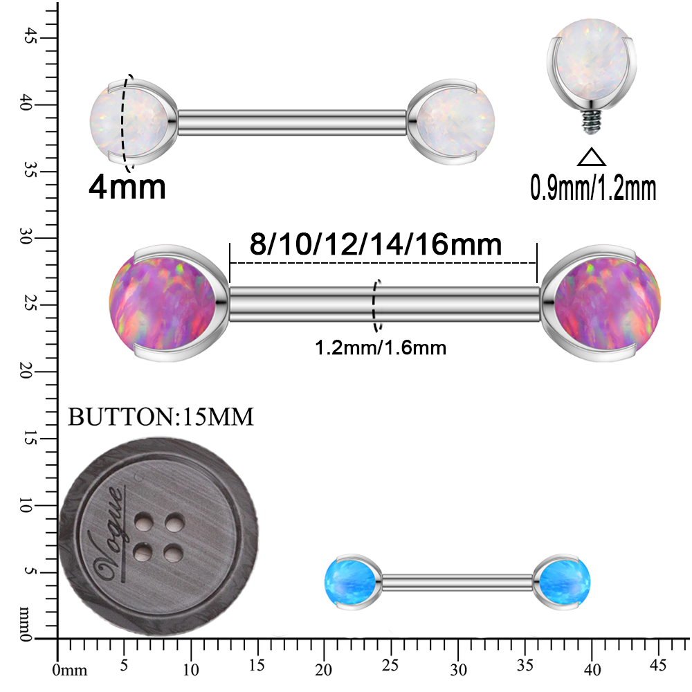 G23 Titanium 14G/16G Opal Tong - Body Jewelry Nipple Rings 리뷰 및 가격