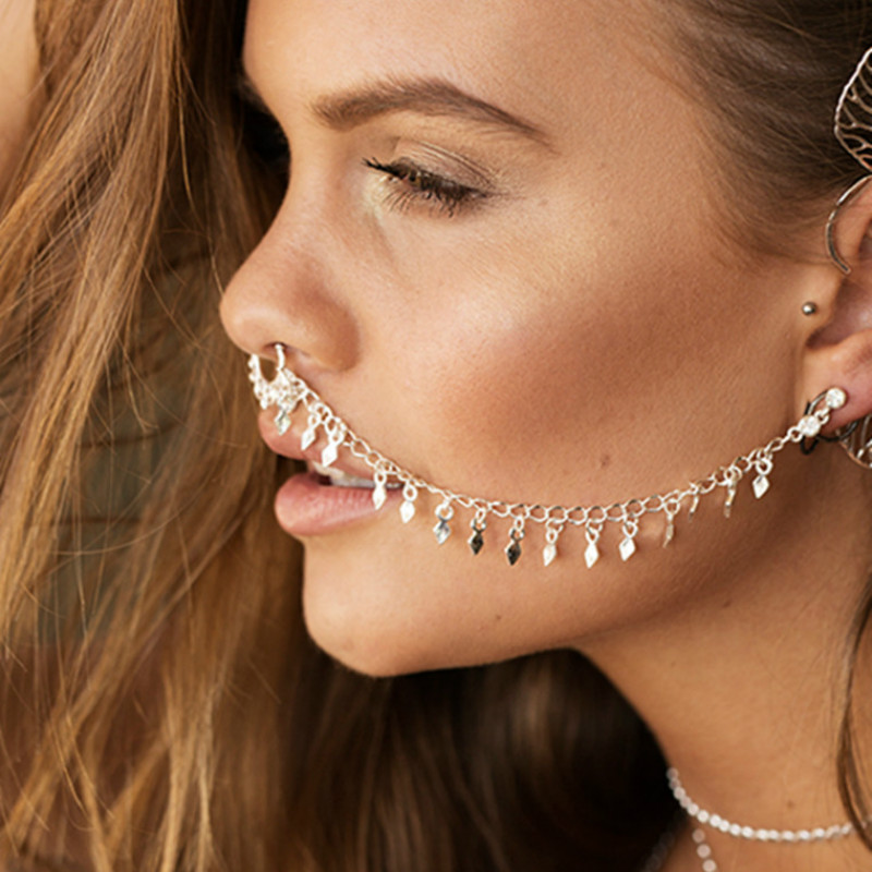 Nose Ring Chain, Hanging Disc  - Body Jewelry Indian 리뷰 및 가격