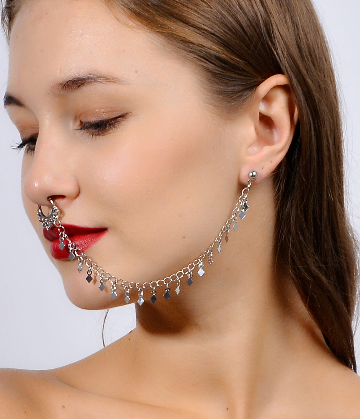 Nose Ring Chain, Hanging Disc  - Body Jewelry Indian 리뷰 및 가격