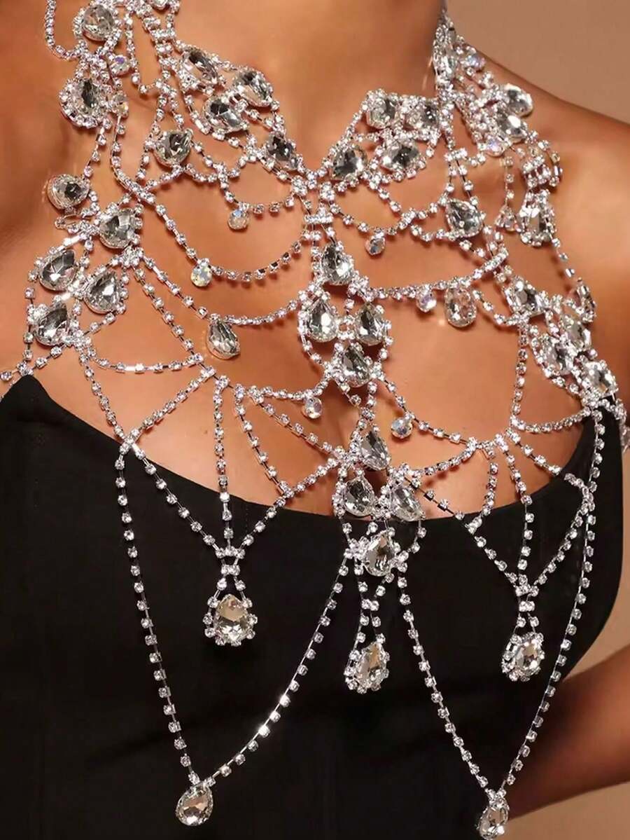 Rhinestone Body Chain Bra Neck - Body Jewelry 리뷰 및 가격