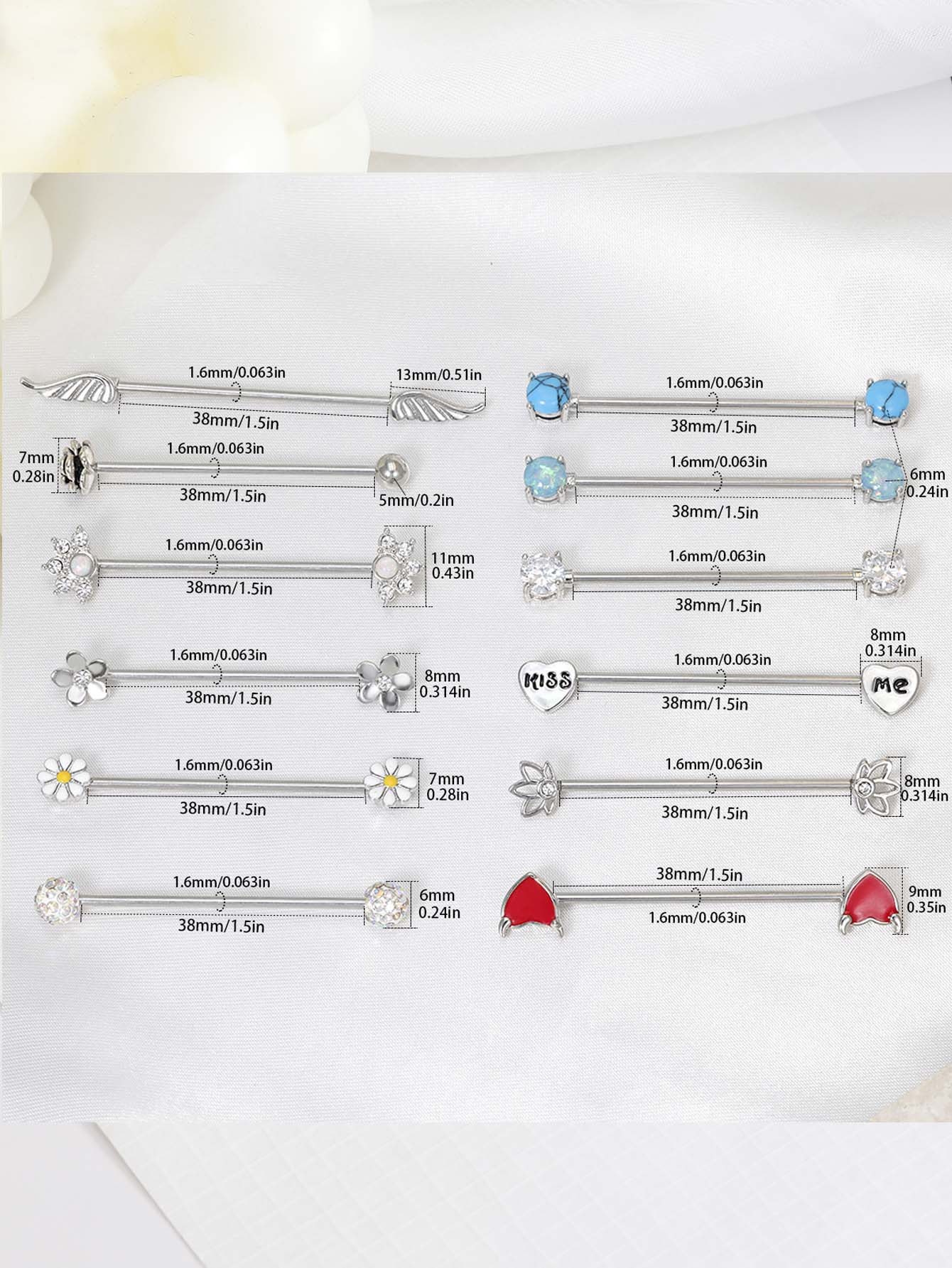 16G Arrows Hearts Industrial B - Body Jewelry Industrial 리뷰 및 가격