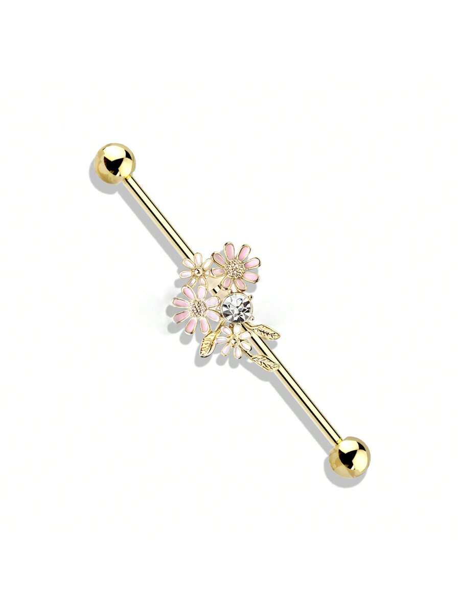 Floral Industrial Barbell Ear  - Body Jewelry Industrial 리뷰 및 가격