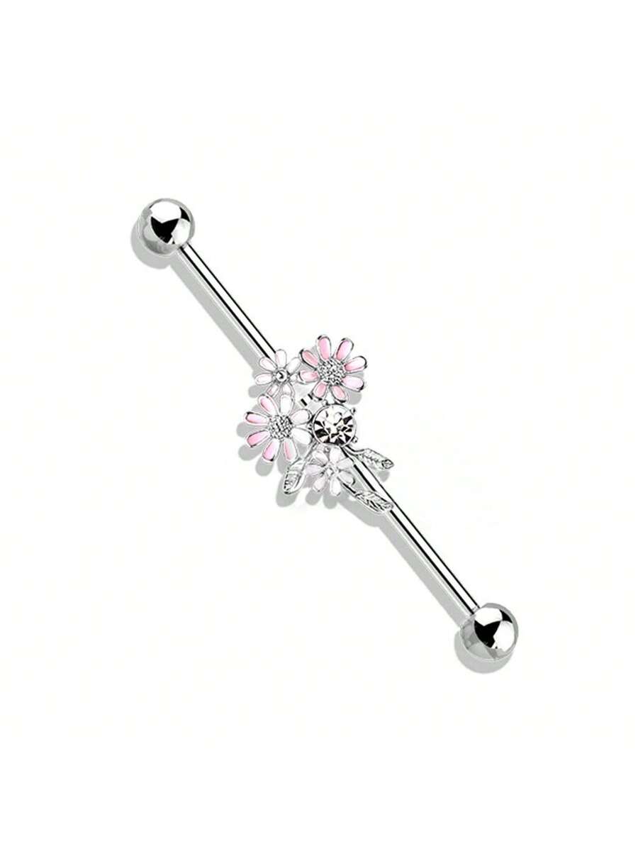 Floral Industrial Barbell Ear  - Body Jewelry Industrial 리뷰 및 가격