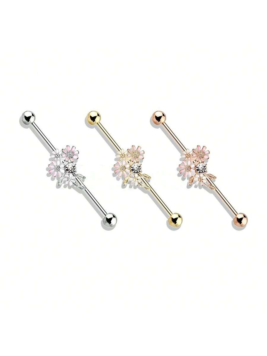 Floral Industrial Barbell Ear  - Body Jewelry Industrial 리뷰 및 가격