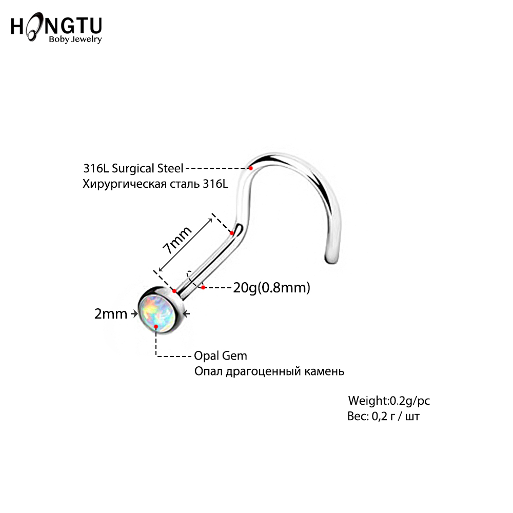 HONGTU 1Pc Opal Nose Screw Rin - Body Jewelry Indian 리뷰 및 가격