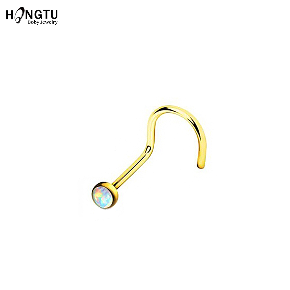 HONGTU 1Pc Opal Nose Screw Rin - Body Jewelry Indian 리뷰 및 가격