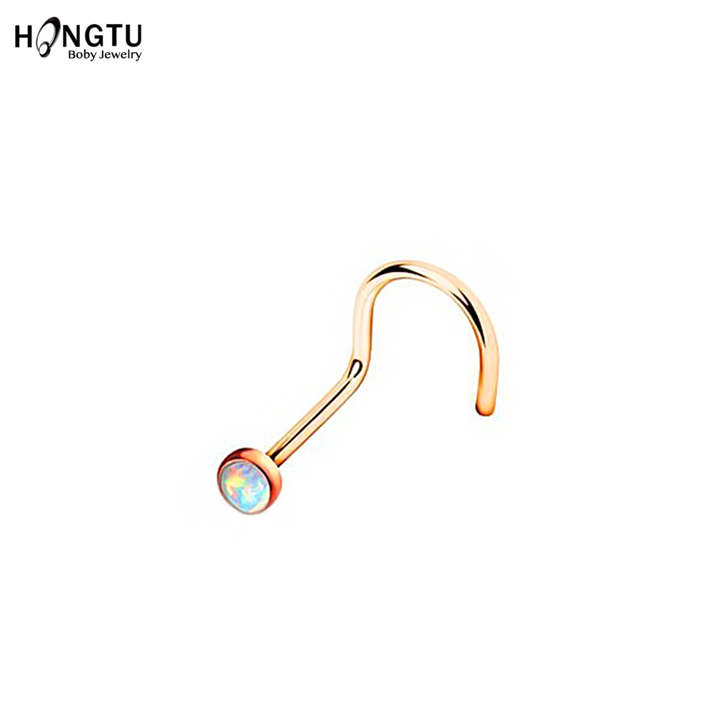 HONGTU 1Pc Opal Nose Screw Rin - Body Jewelry Indian 리뷰 및 가격